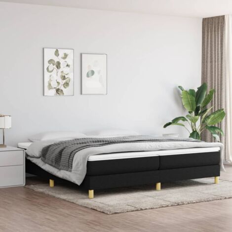 Vidaxl – Cadre de lit à lattes noir 200x200 cm – Tissu respirant et durable – Pieds robustes pour stabilité – Lattes en contreplaqué pour répartition du poids