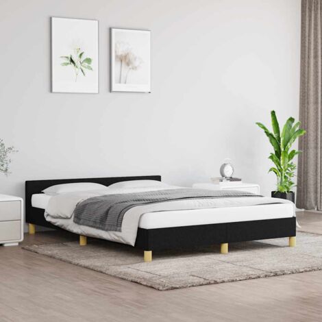 Vidaxl – Cadre de lit noir 140x190 cm – Tissu polyester durable – Lattes en contreplaqué pour soutien optimal – Design moderne (1/6)