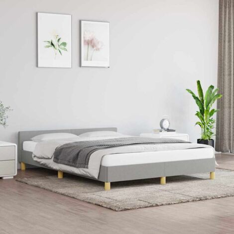 Vidaxl – Cadre de lit gris clair 140x190 cm – Tissu polyester durable – Structure robuste avec lattes en contreplaqué – Lit adulte (1/7)