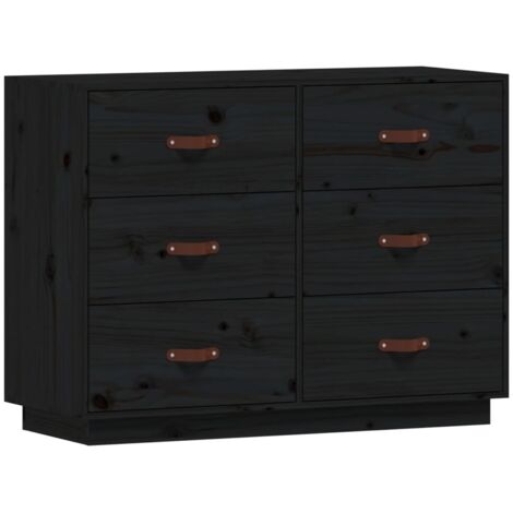 Buffet Noir 100x40x75 cm Bois massif de pin vidaXL (1/5)