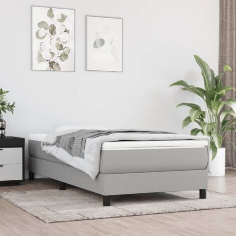Vidaxl – Cadre de lit à lattes gris clair 80x200 cm – Tissu respirant et durable – Pieds robustes pour stabilité – Lattes en contreplaqué pour répartition du poids