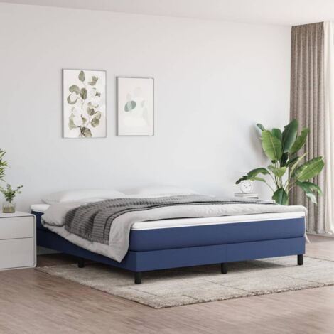 Vidaxl – Cadre de lit à ressorts bleu 160x200 cm – Tissu polyester – Lattes en contreplaqué pour soutien optimal – Pieds robustes