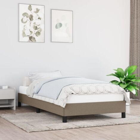 Vidaxl – Cadre de lit taupe 90x190 cm – Tissu polyester durable – Dimensions totales 193x93x25 cm – Support optimal pour matelas (1/6)