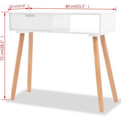 Tavolo Consolle in Legno di Pino Massello 80x30x72 cm Bianco vidaXL 363465