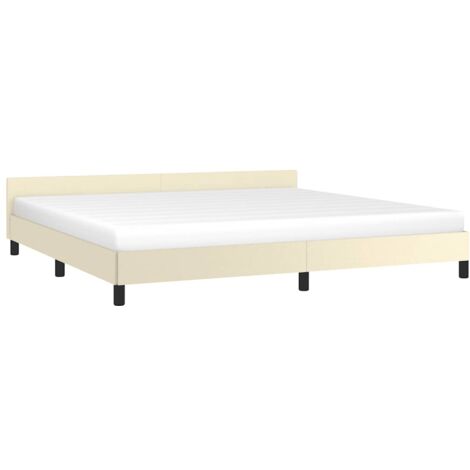 Cadre de lit avec tête de lit sans matelas crème 200x200 cm vidaXL (1/5)
