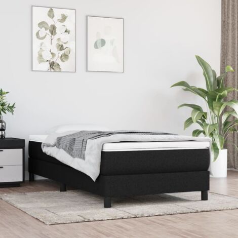 Vidaxl – Cadre de lit à ressorts noir 90x200 cm – Tissu 100 % polyester – Lattes en contreplaqué pour soutien optimal – Pieds robustes