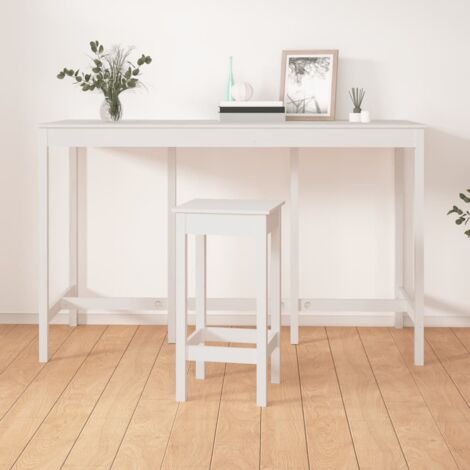 Vidaxl – Table de bar blanche 180x80x110 cm – Bois massif de pin – Design rustique pour repas intérieur et extérieur – Robuste et stable