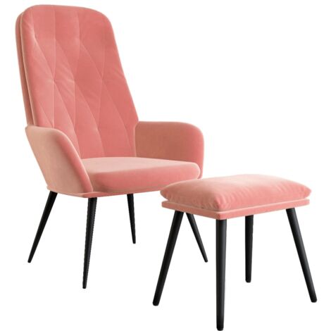 Chaise de relaxation avec repose-pied Rose Velours vidaXL (1/5)