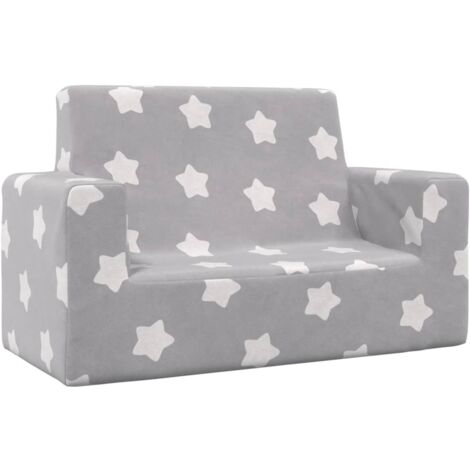 Canapé pour enfants à 2 places Gris clair étoiles Peluche douce vidaXL