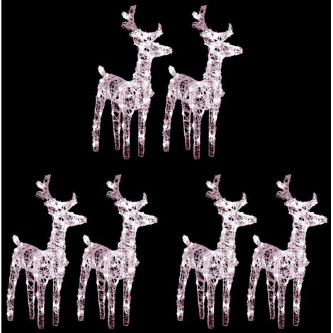 Rennes de Noël 6 pcs 240 LED Blanc chaud Acrylique vidaXL (1/5)