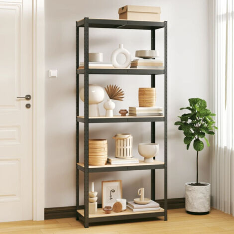 Étagère de rangement 5 niveaux Anthracite Acier bois ingénierie (1/5)