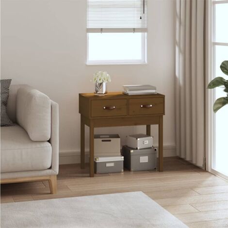 Table Console En Pin Massif - Dimensions 80x40x75 Cm - Blanc, Marron, Gris, Miel, Noir - Pour Entrée Ou Salon