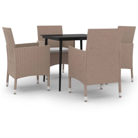 Ensemble à manger de jardin coussins 5 pcs Résine tressée Verre vidaXL (1/5)