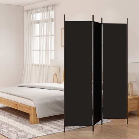 Vidaxl – Paravent pliable 3 panneaux noir 150x200 cm – Tissu polyester durable – Pour séparation d'espace et protection de l'intimité