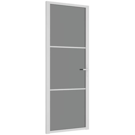 Porte intérieure 76x201,5 cm Blanc Verre ESG et aluminium vidaXL