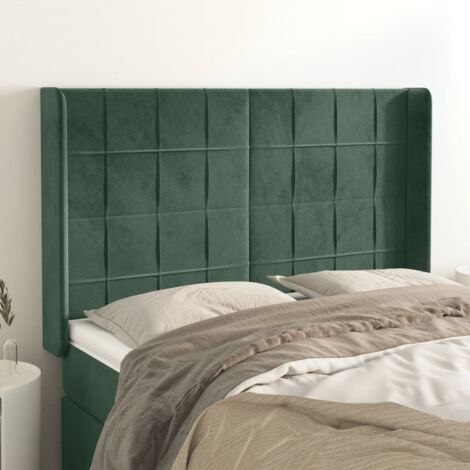 Tête de lit avec oreilles Vert foncé 147x16x118/128 cm Velours vidaXL (1/5)