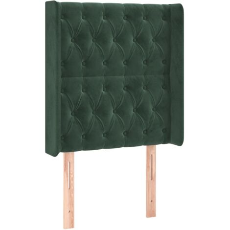 Tête de lit avec oreilles Vert foncé 83x16x118/128 cm Velours vidaXL (1/5)