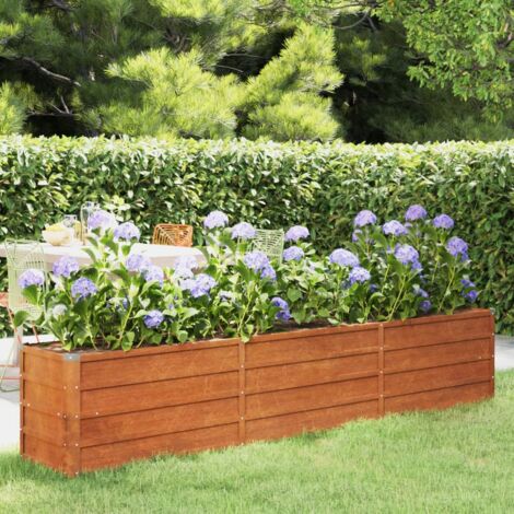 Vidaxl – Lit surélevé en acier corten 240x40x45 cm – Résistant aux intempéries – Fond ouvert pour drainage optimal – Couleur rouillée