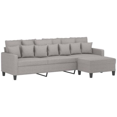 Canapé à 3 places avec repose-pieds Gris clair 210 cm Tissu vidaXL (1/5)