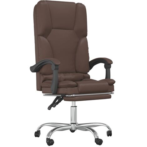 Fauteuil de massage inclinable de bureau Marron Similicuir vidaXL (1/5)