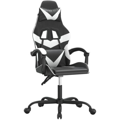 Chaise de jeu pivotante Noir et blanc Similicuir vidaXL (1/5)