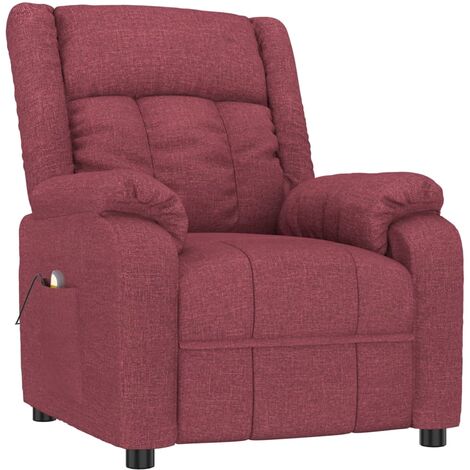 vidaXL Fauteuil de massage Rouge bordeaux Tissu