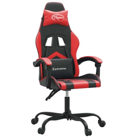 vidaXL Chaise de jeu pivotante Noir et rouge Similicuir