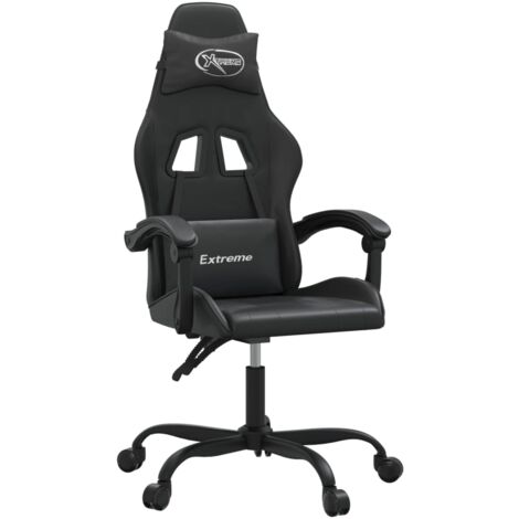 Chaise de jeu pivotante Noir Similicuir vidaXL