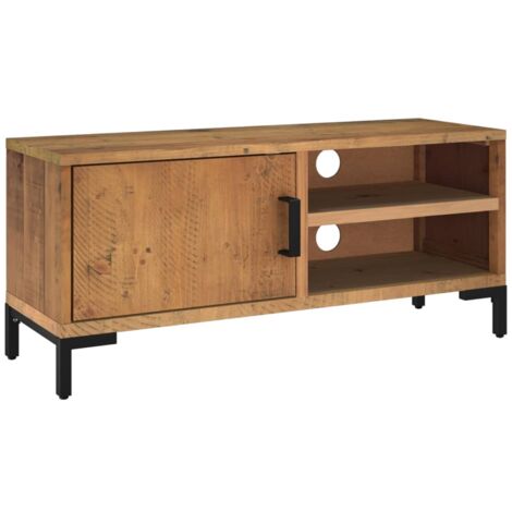 Meuble TV Marron 90x30x40 cm Bois de pin massif vidaXL (1/5)