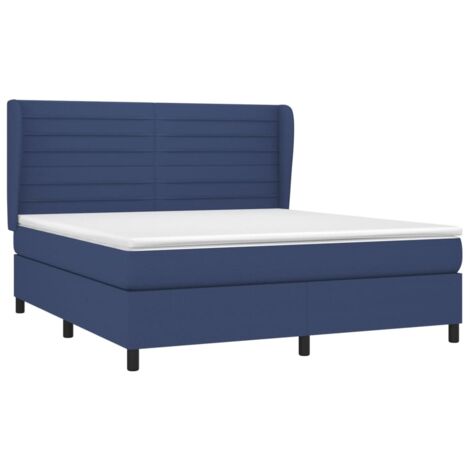 Sommier à lattes de lit avec matelas Bleu 160x200 cm Tissu vidaXL (1/5)