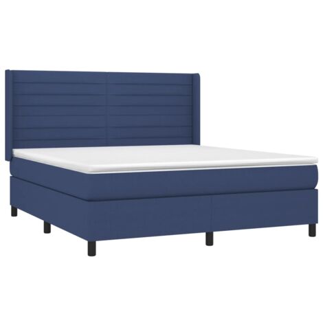 Sommier à lattes de lit avec matelas Bleu 160x200 cm Tissu vidaXL (1/5)
