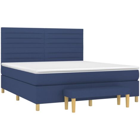 Sommier à lattes de lit avec matelas Bleu 160x200 cm Tissu vidaXL (1/5)
