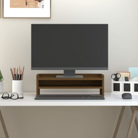 Support de moniteur Marron miel 50x24x16 cm Bois de pin solide vidaXL (1/5)
