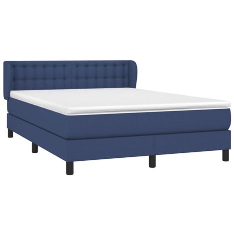 Sommier à lattes de lit avec matelas Bleu 140x200 cm Tissu vidaXL (1/5)