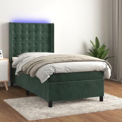 Sommier à lattes de lit matelas LED Vert foncé 80x200cm Velours vidaXL (1/5)