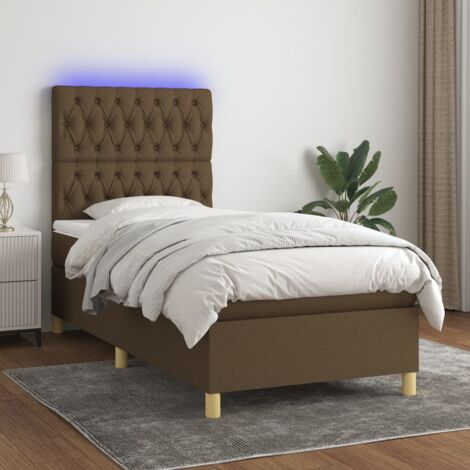 Sommier à lattes de lit et matelas et LED Marron foncé 90x200cm vidaXL (1/5)