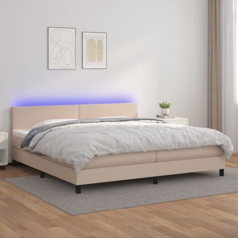 Sommier à lattes de lit avec matelas LED Cappuccino 200x200 cm vidaXL (1/5)