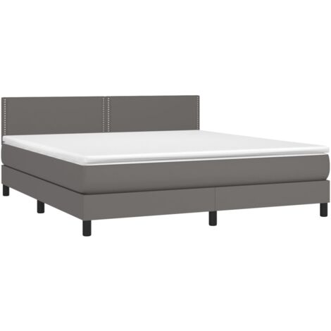 vidaXL Sommier à lattes de lit avec matelas Gris 180x200 cm Similicuir (1/5)