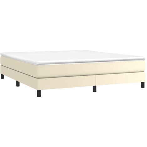 vidaXL Sommier à lattes de lit avec matelas Crème 160x200cm Similicuir
