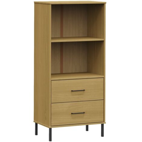 Bibliothèque à 2 tiroirs Marron 60x35x128,5 cm Bois massif OSLO vidaXL (1/5)
