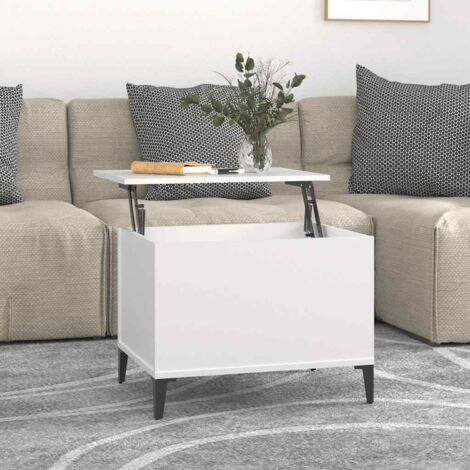 Vidaxl – Table basse relevable blanche 60x44,5x45 cm – Bois d'ingénierie – Plateau relevable pour espace de travail – Compartiment de rangement intégré