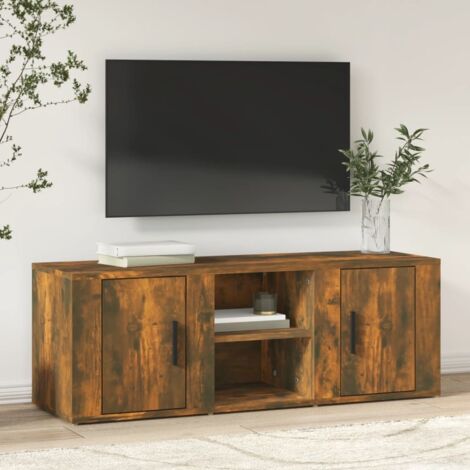 Meuble TV Chêne fumé 100x31,5x35 cm Bois d'ingénierie vidaXL (1/5)