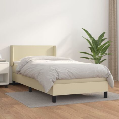 Sommier à lattes de lit avec matelas Crème 100x200cm Similicuir vidaXL (1/5)