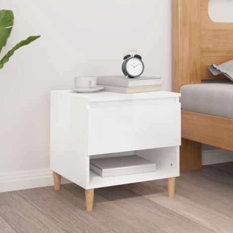 Table de chevet Blanc brillant 50x46x50 cm Bois d’ingénierie vidaXL