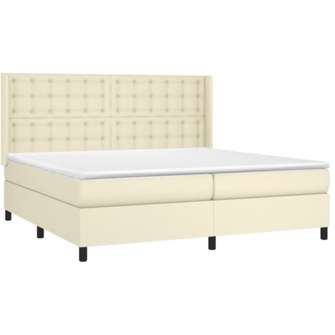Sommier à lattes de lit matelas LED Crème 200x200 cm Similicuir vidaXL (1/5)