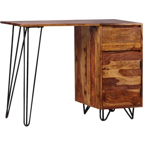 Bureau avec 1 tiroir et 1 armoire Bois massif vidaXL (1/5)