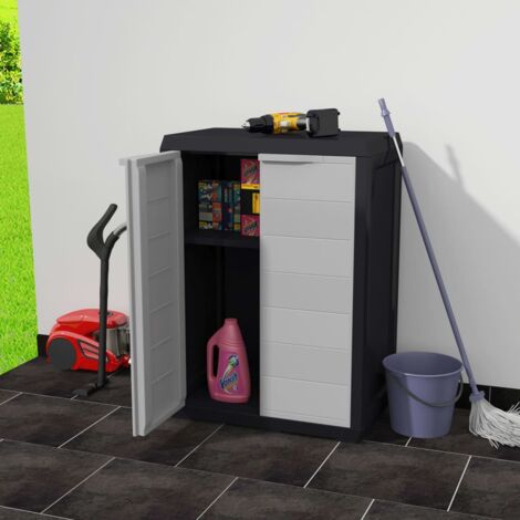 Armoire de rangement de jardin avec 1 étagère Noir et gris vidaXL