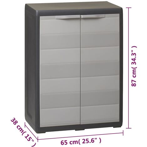 Armoire de rangement de jardin avec 1 étagère Noir et gris vidaXL