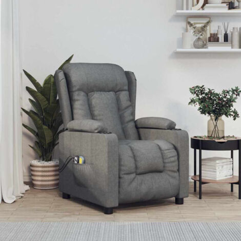 Vidaxl – Fauteuil relax électrique gris foncé – Inclinaison électrique 3 positions – Massage par vibrations 6 points – Tissu polyester durable (1/5)