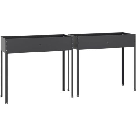vidaXL Garden Planters 2 pcs Anthracite Galvanised Steel (1/5)